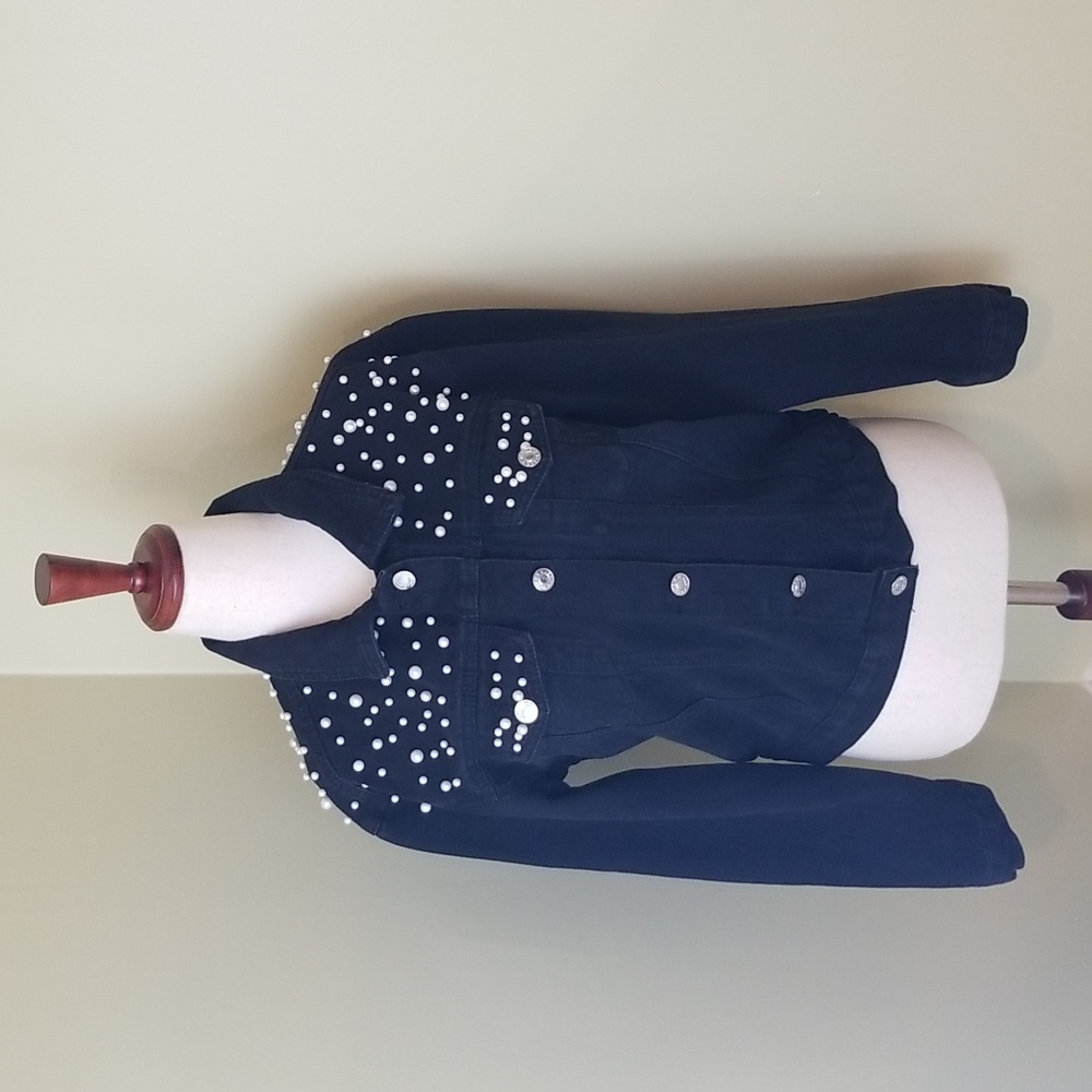 Kedera Black Jean Jacket With Pearls XSmall